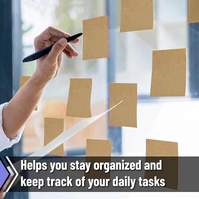 Mr. Pen- Kraft Sticky Notes, 3"x3", 12 Pads, 720 Sheets, Brown | Sticky Notes Bulk, Self-Stick Note Pads, Perfect for Office, School, Home, Study & Organization