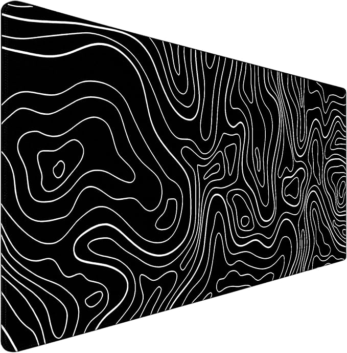Large Mouse Pad, Big Desk Mat Large Office Desk Pad, Durable Extended Mouse Mat 31.5"x15.7" Mousepad with Non-Slip Rubber Base & Stitched Edge for Home Office Work, White Line