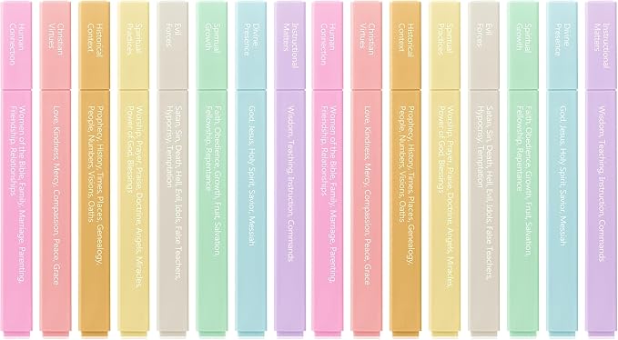 Mr. Pen- Bible Highlighters with Color-Coding System, 16 Pack, Soft Pastel Aesthetic Highlighters Assorted Colors, Bible Markers No Bleed Through