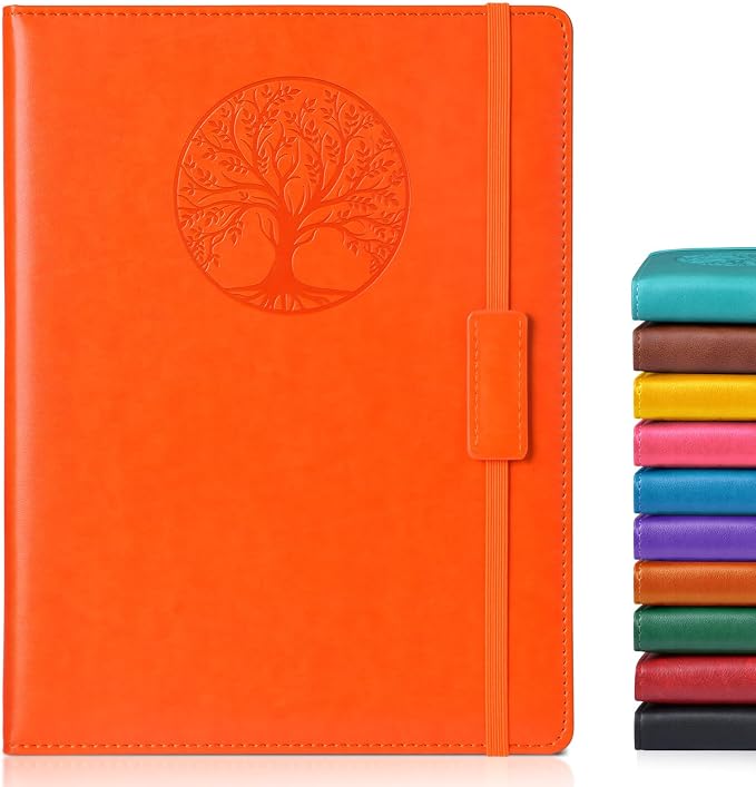 Biuwory B5 Leather Journal Notebook, 256 Lined Pages, Hardcover 7.8"×10.2" | Large Vintage Journal for Women Men,Work,School,Business,Travel Diary,Note taking,College Ruled Writing,Daily Journaling