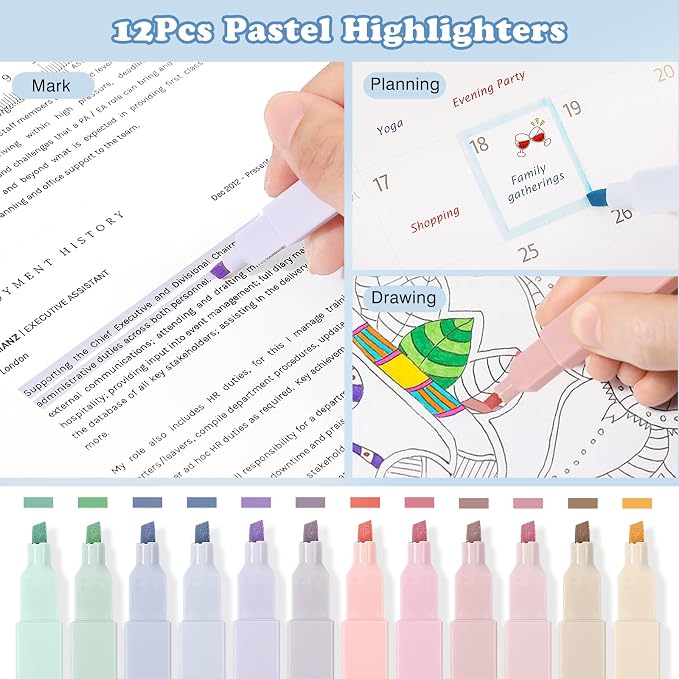 MoKo Pencil Case with Supplies, 60Pcs Aesthetic School Set, Pink | Includes highlighters, gel and ballpoint pens, mechanical pencils, refills, sticky notes, correction tapes and rulers.