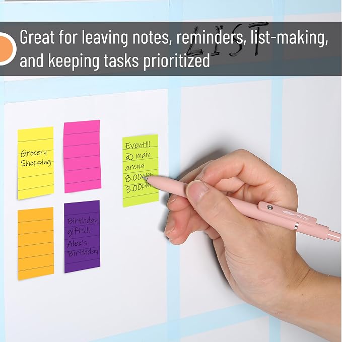 Mr. Pen- Small Lined Sticky Notes, 1.5" x 2", 6 Pads, 60 Sheets/Pad | Vibrant Color, Small Sticky Notes with Lines, Ruled Post Stickies, Memo Pads, Self-Stick Note Pad for Office, School, Home