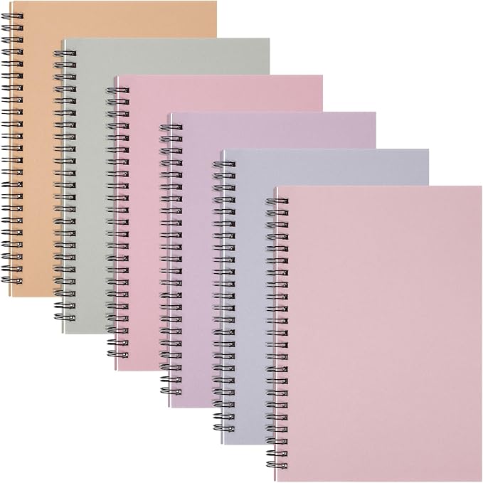 Fuutreo 6 Pack Spiral Notebook 10.5x7.45 Notebook,Cute Color,Dreamy