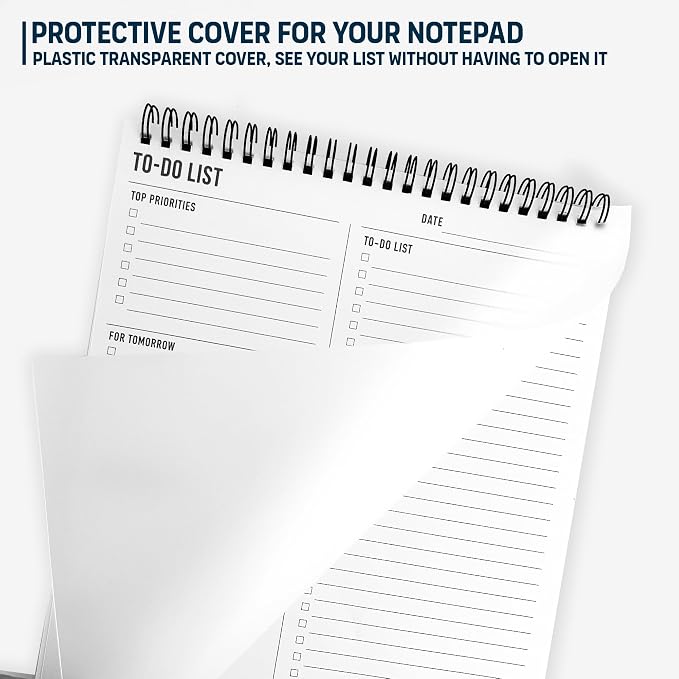 To Do List Notepad 8.5x11" - Large Size, 52 Sheets - Daily Planner Notebook | with Multiple Functional Sections - Spiral Bound Task Checklist Organizer Agenda Pad for Work, Note & Todo List Organization