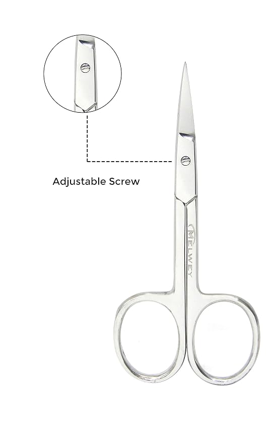 Eyebrow Scissors & Small Cuticle Scissors, 3.7 Inches – Curved Blade Manicure TSA Scissors, Stainless Steel for Eyelashes, Facial Hair, Pubic Hair, Men’s Moustache & Beard