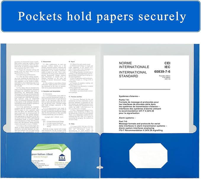 Zzrywuty File folders with Pockets,Blue Two folders for documents,50 Pack Paper Folders with Card Slot,Letter Size,School Students,Business,Home and Office Workers