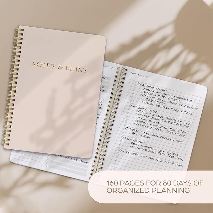 Beautiful Daily Planner And Notebook With Hourly Schedule - Aesthetic Spiral To do List Notepad to Easily Organize Your Tasks And Appointments - Stylish Book And School Or Office Supplies For Women