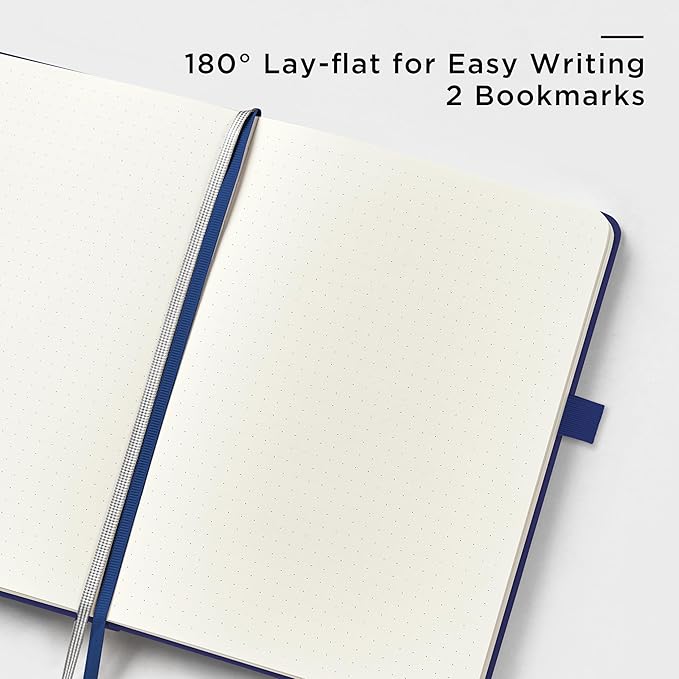 &And Per Se Dotted Journal Notebook, A5 Hardcover Leather Bullet Dotted Journal, 160 Pages 100 gsm Thick Paper, 3 Sheets of Stickers Included - 5.7'' x 8'' (Royal Blue)