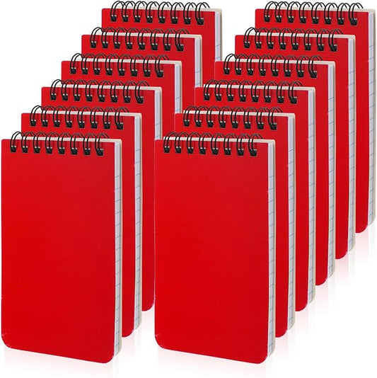 12 Pack mini Spiral Steno Pads,3x5 Inch Small Pocket Notebooks,75 Sheets/150 Pages College Ruled Lined Note Pads For Kids Adults Outdoor,Home,School,Office (Red)