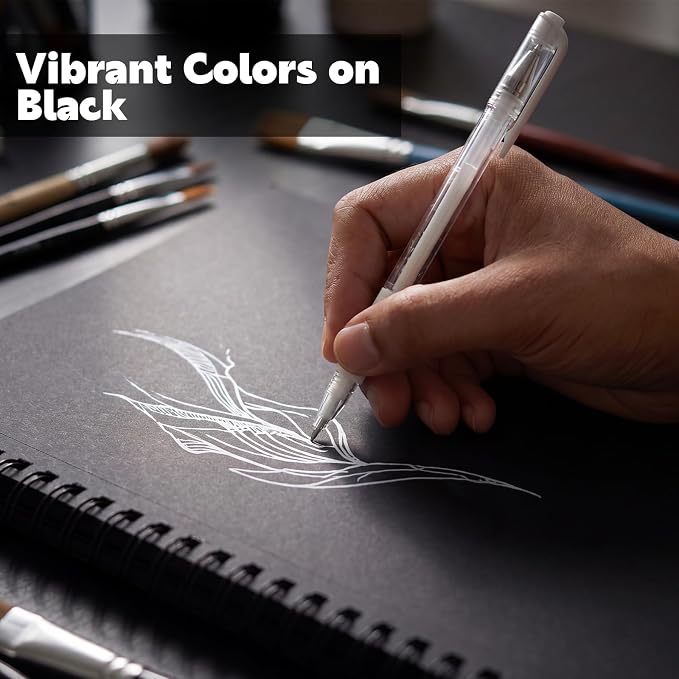 Black Paper Sketchbook 2 Pack, 7.6 × 10 in, 50 Sheets, Spiral Bound | 160gsm Acid-Free Black Paper, Mixed Media for Pencils, Chalk, Metallic Markers, Easy-Tear Pages, Lays Flat