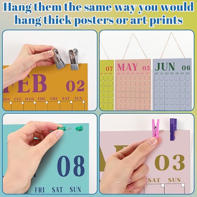 Gueevin 2026 Reusable Classroom Calendar Large Undated Dry Erase Wall Calendar 16 x 12 Inches Big Monthly Blank Planner Yearly Planning for School Organizing Office Home (Fresh Macaron)