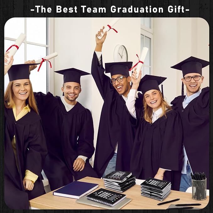 Resurhang 48 Pcs/24 Set Back to School Gifts for Students Teacher, Inspirational A6 Spiral Journal Notebook with Pen for Employee Team Teachers Students Classroom Rewards(Black,Team Together)