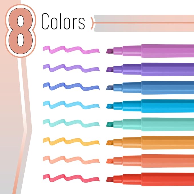 Mr. Pen- Aesthetic Highlighters No Bleed, 8 Pack, Chisel Tip | Cute Bible Highlighters Assorted Colors for Journaling, Highlighting, Underlining, Fast Dry, Back to School Supplies