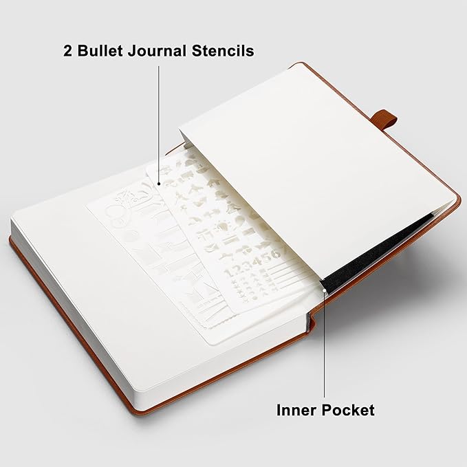 RETTACY Blank Journal Notebook, 192 Pages, A5 Medium Size (5.7'' x 8.3'') | Leather Hardcover, 100 GSM Thick Paper, for Sketching, Drawing, Painting (Brown)