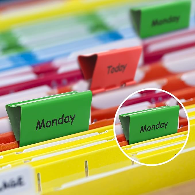 Tenare 6 Pack 2 Inch Teacher Binder Clips, Classroom Paper Organizer | Includes Monday, Tuesday, Friday ,Wednesday, Thursday and Today for Classroom Management Paper Sorting-School Office Supplies