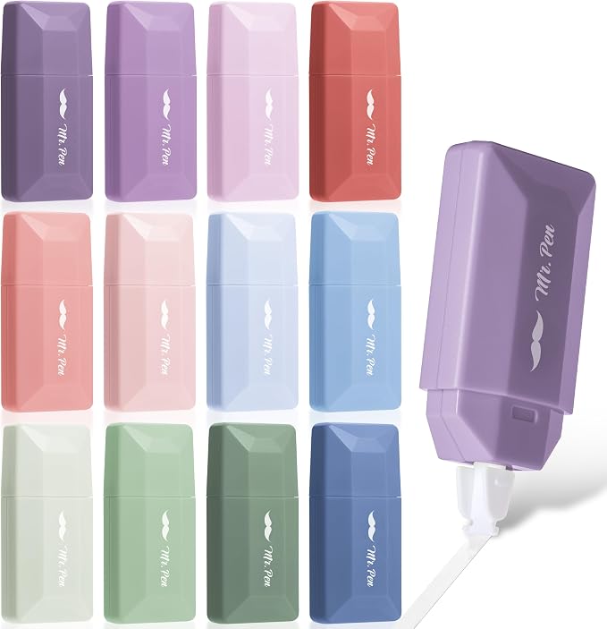 Mr. Pen- Correction Tape Bulk, 0.2" x 236", 12 pcs, Pastel Colors | Cute Correction Tapes for Quick Corrections, Office and School Supplies