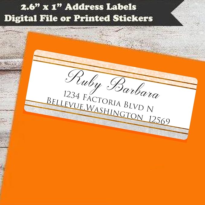 LINMAGCO Personalized Return Address Labels Gold 500 Pcs Mail Labels for Envelopes Weddings Self Adhesive Rectangle Elegant Name Stickers……