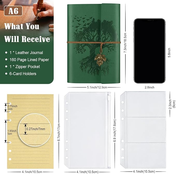 10 Pack PU Leather Journal Notebook, Refillable Journal Bulk, Vintage Travel Journals for Writing, Gift Diary Journal for Women, Men, Girls, 100GSM Lined Paper, Each 160 Pages & 2 Pockets (A6, 5"x7" )