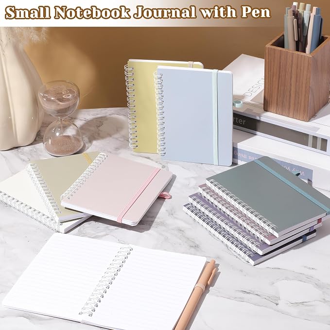 Fulmoon 100 Set Small Spiral Notebooks A6 with Pens Bulk, Multicolor 4" x 6" Pocket Notebooks Mini Lined Journals 50 Sheets for Back to School Supplies Students Rewards Office Gifts (Soft Pastels)