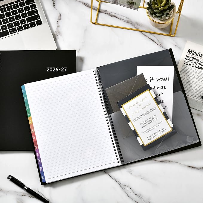 Planner 2026-2027 – Academic Planner 2026-2027, 9" x 11", Large, July 2026 – June 2027, Weekly and Monthly Planner, 12 Monthly Tabs, Strong Twin-Wire Binding, Inner Pocket, Hardcover, Black