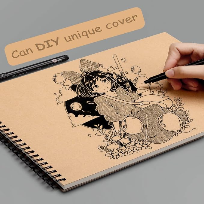 Sketch Book Pad, Drawing Paper 9" x 12" Spiral Bound (98lb/160gsm), 90 Sheets, Pack of 3, Durable Acid Free Sketchbook for Painting (3 Pack- 9"X12")