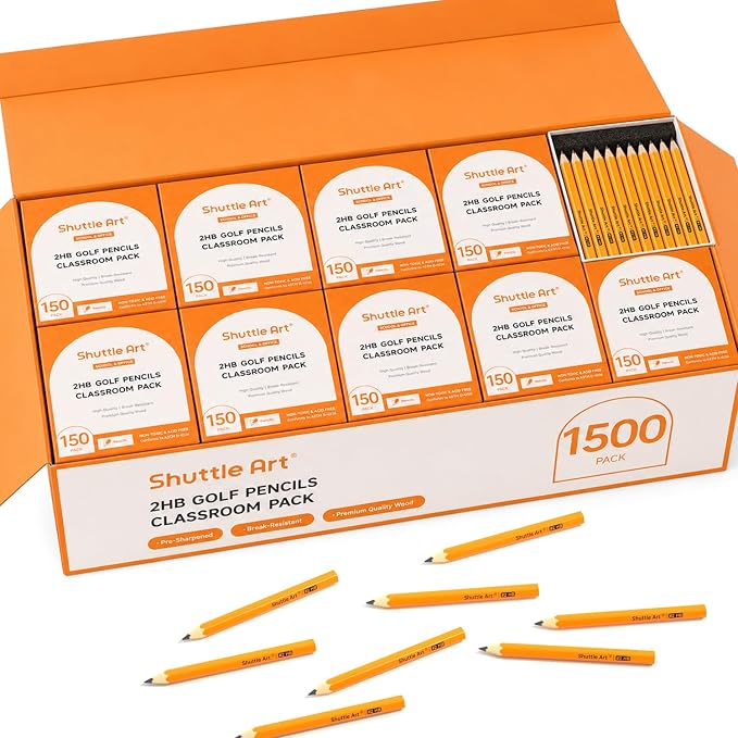 Shuttle Art 1500 Pack Golf Pencils #2 HB, Pre-Sharpened Mini Pencils Bulk