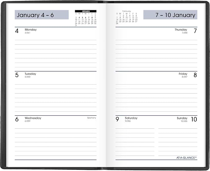 AT-A-GLANCE 2027 Planner, Weekly, 3.5" x 6", Pocket Size, Open Scheduling, DayMinder, Black (SK480027)
