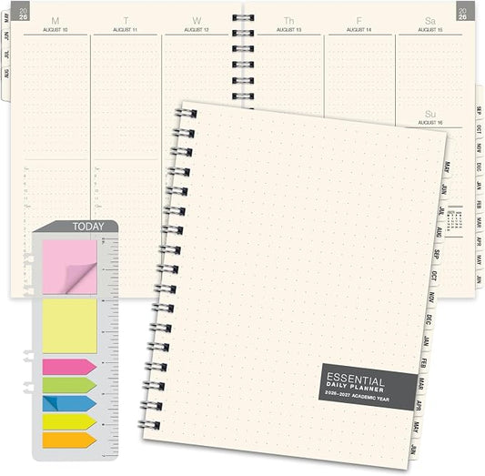 ESSENTIAL 2026-2027 Monthly & Weekly Planner with Tabs, 7"x9": 14 Months (May 2026 - June 2027), Professional, Simple, Easy-to-Use Design and Frosted Poly Cover for Extra Protection (Frosted)