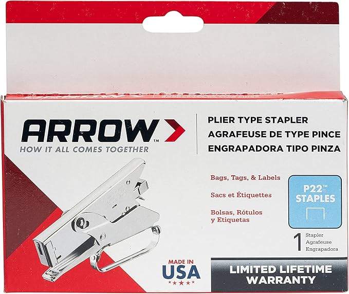 Arrow Fastener P22 Heavy Duty Handheld Plier Stapler for Crafts, Office, and Insulation, Uses 1/4-Inch and 5/16-Inch Staples (Pack of 6)