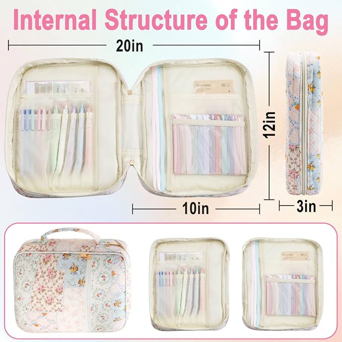 Bible Cover Case Study Supplies for Women Gifts Large Bible Cover with Highlighters Pens Tabs Cute Quilted Carrying Case Christian Journal Kit Accessories Christian Gifts Sticky Notes A