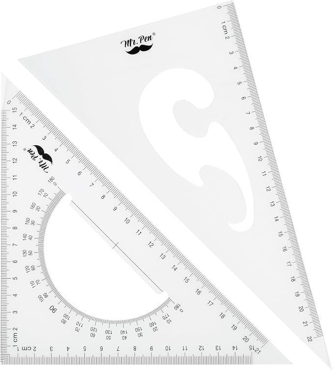 Mr. Pen- Triangle Ruler, 2 Pack, 22&15cm, 30/60 & 45/90 | Right Triangle Ruler for Drawing