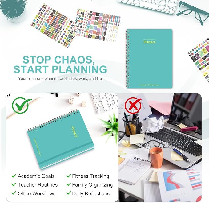 Planner 2026-2027, Academic Weekly and Monthly Calendar Planner, July 2026 - June 2027, Hardcover Spiral Agenda Book, School Supplies for Teacher Student - Letter Size(8.5" x 11")