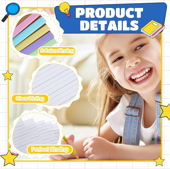 Henoyso 40 Pack Primary Composition Notebook, 9-3/4" x 7-1/2", Kids Primary Journal, K-2 Writing Notebook for Kids Student Draw Write Story Journal Half Blank Books(Macaron Color)