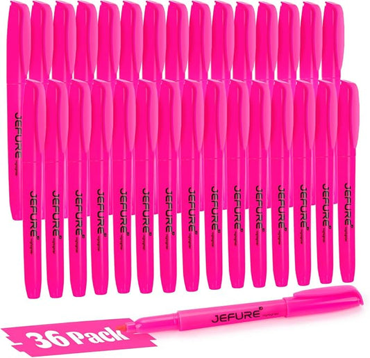 36 Pcs Highlighters, Chisel Tip, Quick Dry, Pink | Highlighters for Studying, Note-Taking, School, College, Office, Teacher & Student Supplies