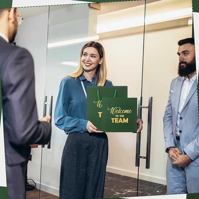 Sayglossy New Employee Welcome to The Team Gift Sets Notebook and Pen Welcome to The Team Box Employee Appreciation Gift Sets for New Office Worker(Green)