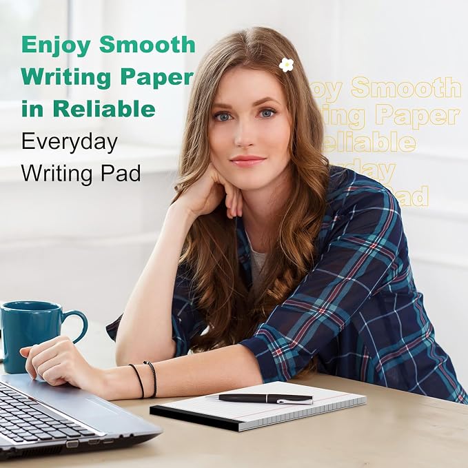 Legal Pads 5x8 Inch, 4 Pack, Narrow Ruled, 5x8 White Legal Pad, Mini Double-Sided Printing Notepad Perforated Note Pads 5x8 Lined Paper, Lined Writing Pads for Office Home School, 30 Sheet/Pad
