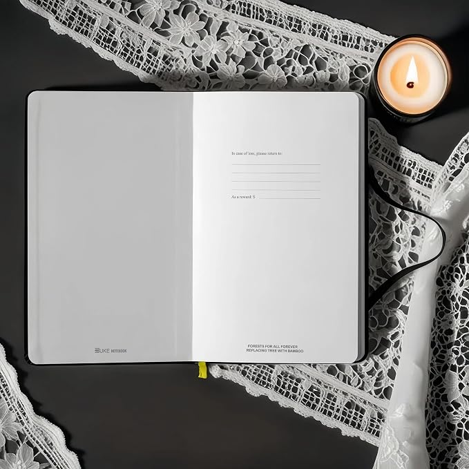 BUKE A5 Dotted Journal – 160gsm Ultra Bamboo Paper, Moon & Star Foil Cover, Flat Lay Notebook with Gift Box – 160 Pages, 5mm Dot Grid, Faux Leather Hardcover (Black)