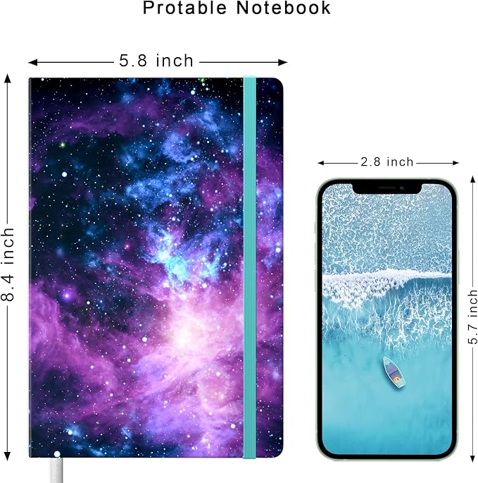 Lined Journal Notebook, Hardcover Journal for Women, Medium 5.7 x 8.4 in, 160 Pages Thick Paper, Cute Aesthetic Floral College Ruled Notebook for Writing Journaling Work School Office, Universe