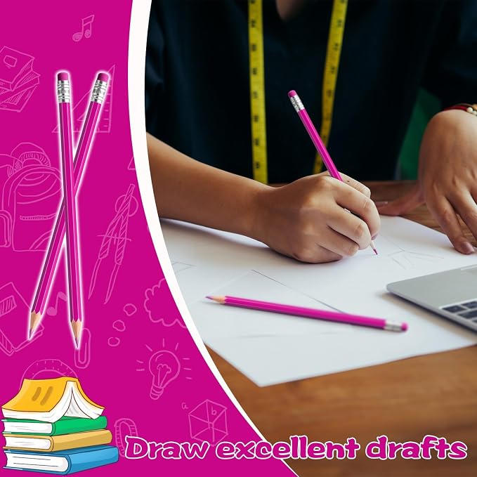 120 PCS Pink Pencils Bulk with Eraser, Pre-Sharpened HB Spring & Easter Pencils for Kids, School Supplies for Writing, Drawing & Easter Art Crafts (Pink)