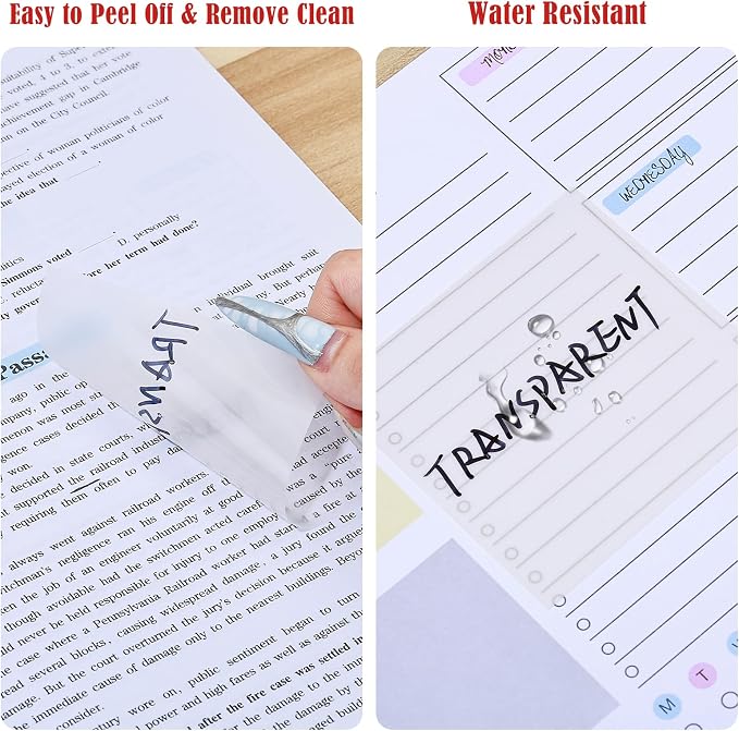 BAYTORY 850 Sheets Transparent Sticky Notes with Permanent Markers (Pink) | Clear 3 x 3 inch Sticky Note to Post Book Annotation Kit, See Through Self-Adhesive Index Tabs for Bible Journaling