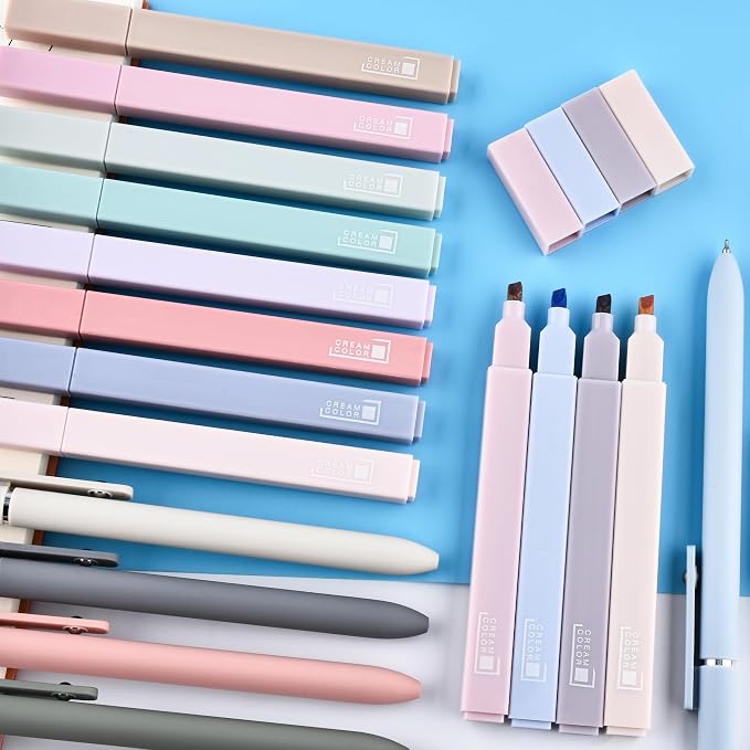 DazSpirit 12 Pastel No Bleed Bible Highlighters & 5 Black Pens Set | Quick-Dry Cute Aesthetic Markers in Assorted Colors for Bible Study, Journaling, Office and School Supplies