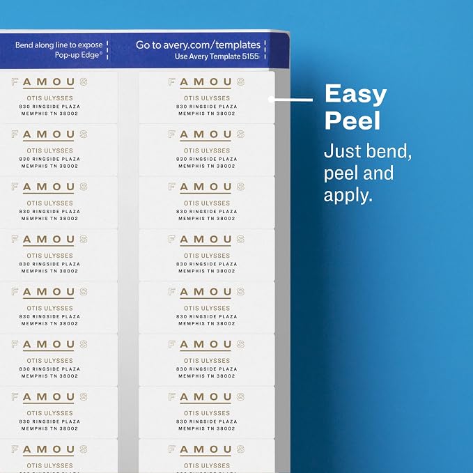 Avery Matte Clear Return Address Labels,Sure Feed Technology,Laser, 2/3" x 1-3/4", 600 Labels, 5 Packs (15695)