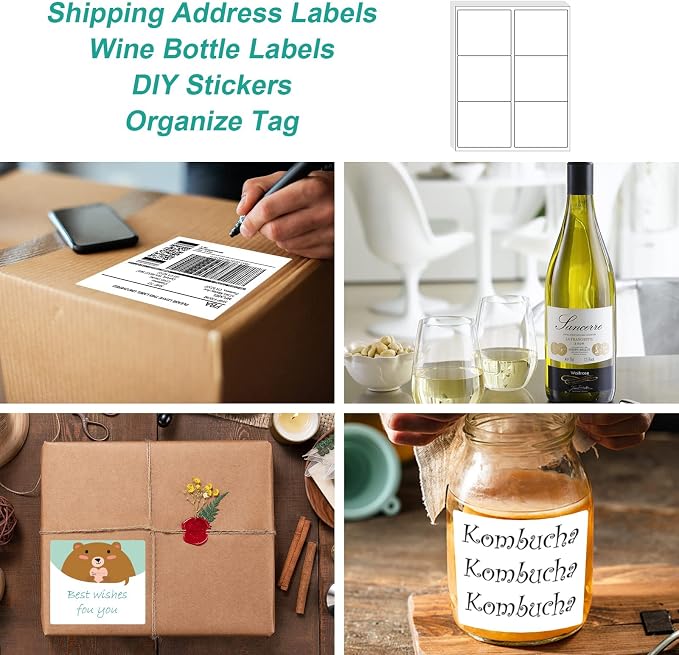 MFLABEL 3-1/3" x 4" Shipping Address Sticker, FBA Labels, 6-UP Sticker Label, White Shipping Label, Easy to Peel, Address Paper for Laser/Ink Jet Printer, 6 Per Page (60000 Labels, 10000 Sheets)