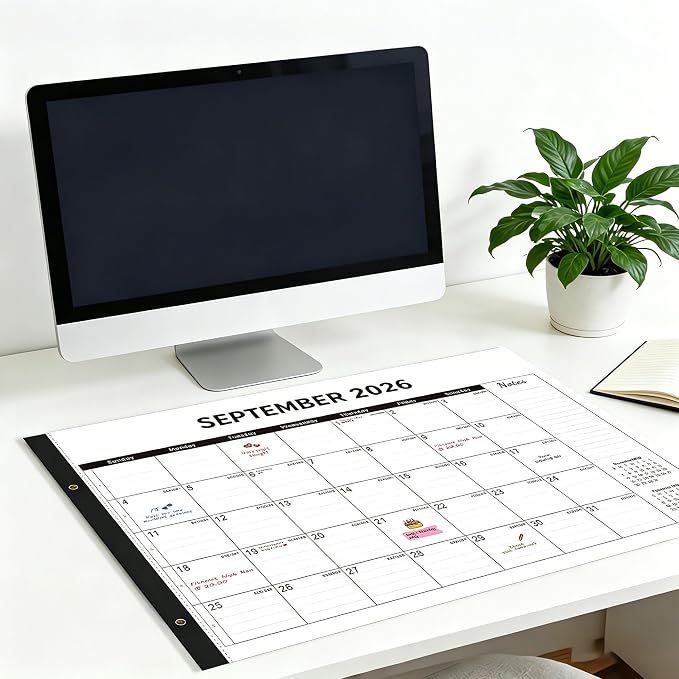 Desk calendar 2026-2027 22"x17" Desk Top Calendar with plastic cover