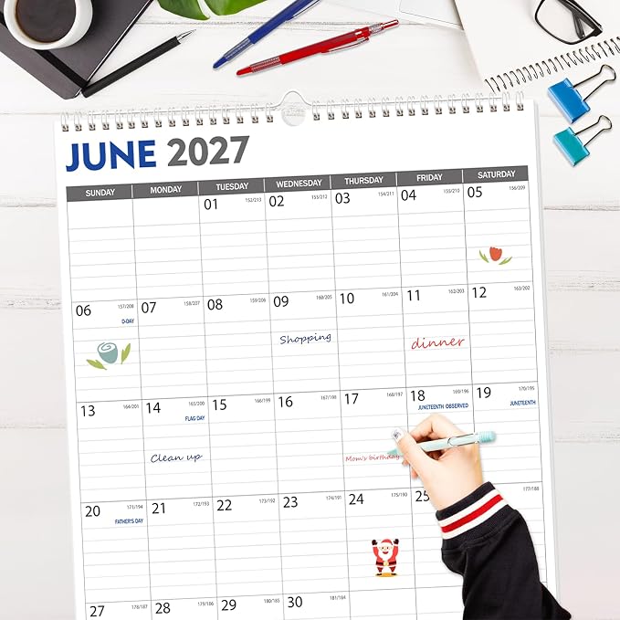 GuassLee Extra Large Wall Calendar 2026-2027, 20"x 30" Gaint Vertical Wall Calendar 2026, Jun. 2026 to Dec. 2027, 19-Month Paper Hanging Planner Wall with Julian Date for Office Home Planning & Organizing