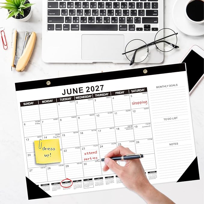 GuassLee Desk Calendar 2026, 3 Packs, 19 Months Calendar 17" × 11.5" Desk Calendar from Jun. 2026 to Dec. 2027 with Julian Date, To-do List, Notes, Monthly Goals, for Home School Office