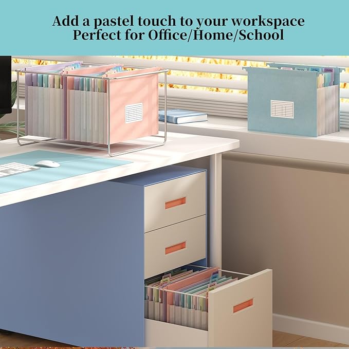 Tbay 6-Pack Expanding Hanging File Folders for Filing Cabinet, 7 Accordion Pockets Filing Cabinet Organizer, 1.2'' Expandable, Multi-Color Tabs, Letter Size, 50% Wheat Straw, Assorted
