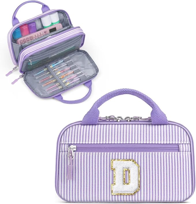 YOOLIFE Pencil Case for Girls, Cute Pencil Pouch Pen Case, Large Capacity Aesthetic School Supplies for Teen Girls, Purple D