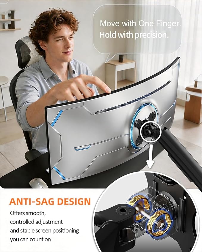 ErGear Heavy Duty Monitor Arm for 13-49″ Ultrawide Screens, 37.4 lbs Capacity, Full Motion Monitor Desk Mount, Rock-Solid Support, Dual C-Clamp & Grommet Mount, VESA 75x75/100x100mm
