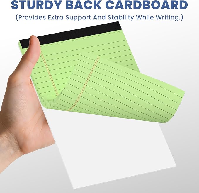 6pcs Small Note Pads, Green Notepads 5x8 College Ruled Notebook, Writing Pads 5 x 8, Legal Pads, Pad Paper Perforate Notebooks for Work, Message, School, Office Supplies,30 Sheets/Pack